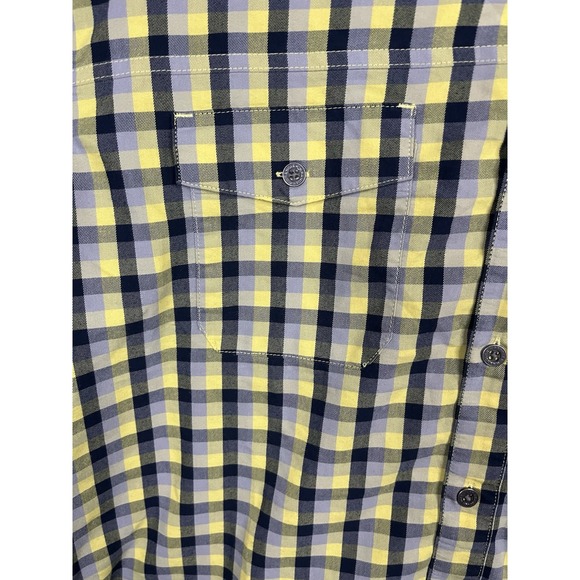 Wrangler Outdoor Mens XL Yellow Plaid Shirt Short Sleeve Button Vented Hiking - Picture 3 of 11